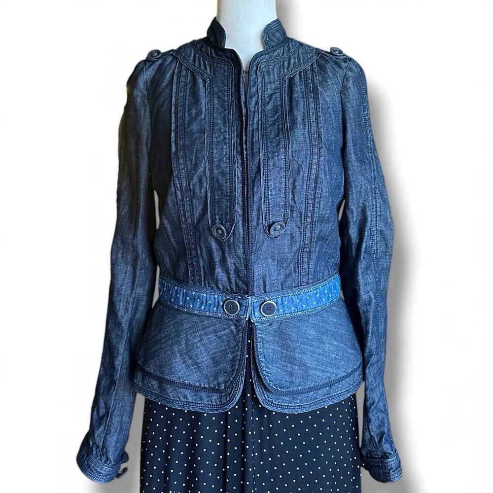 VTG Style Anthropologie Elevenses Women's Chambray Jacket‎ Sz 2 Y2K Academia